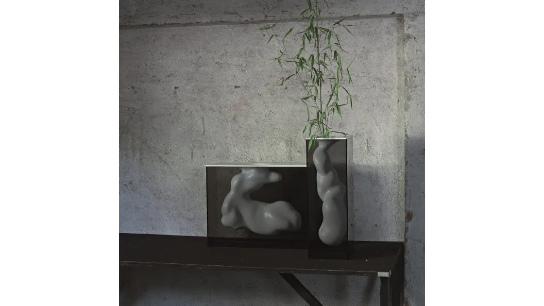 Vasi Angelo e Angela in ceramica con involucro in vetro di Glas Italia