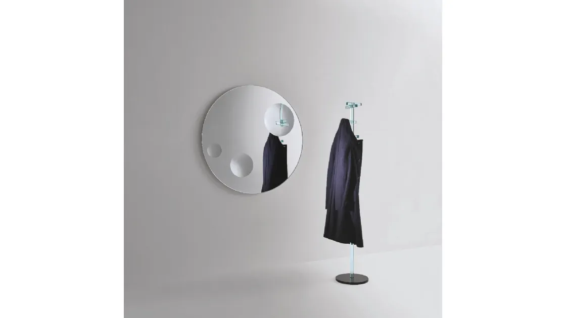 Specchio rotondo con tre oblò ingranditori Celeste di Glas Italia