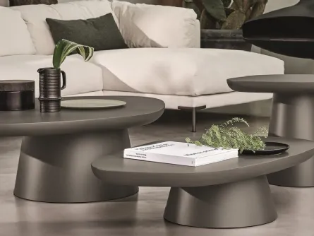 Tavolino Stone In con base in metallo e piano in MDF Stone Ditre Italia