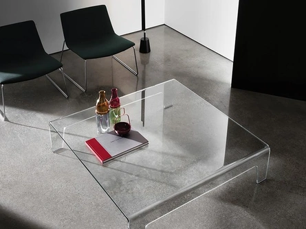 Tavolino quadrato Frog in vetro curvo trasparente di Sovet