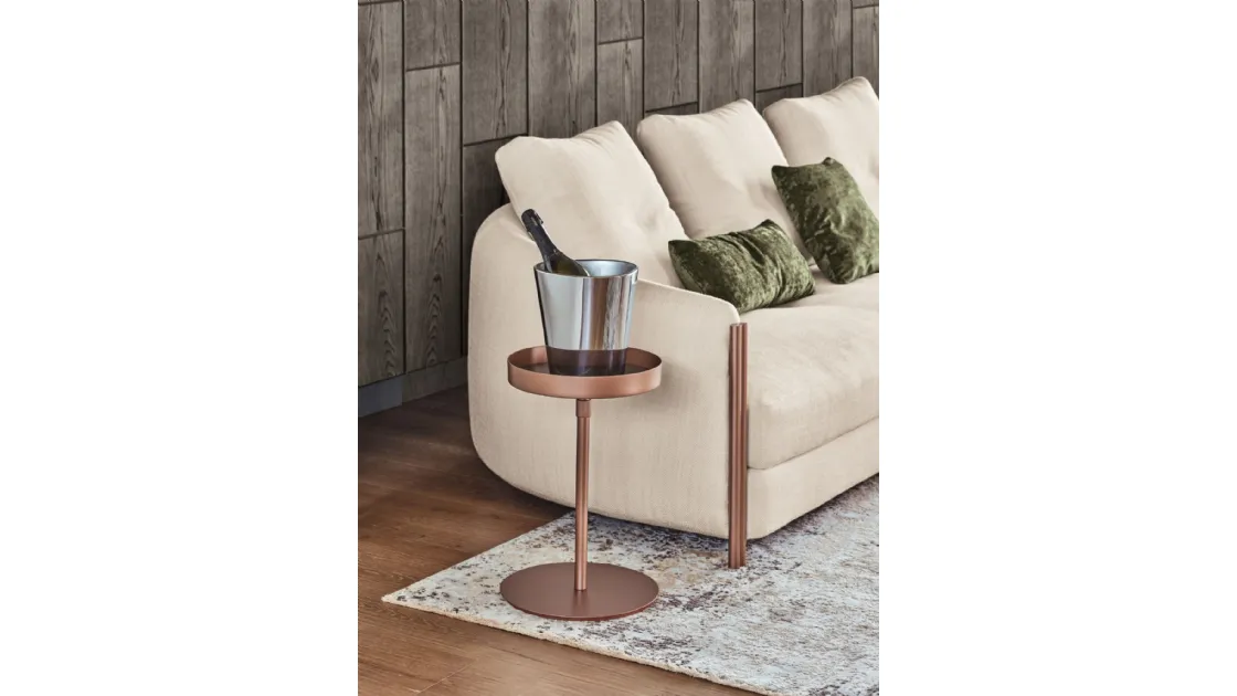 Tavolino Lift con top in cristallo e struttura in acciaio laccato di Bontempi