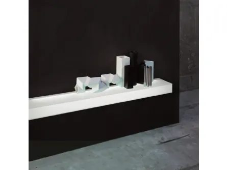 Mensola Light Light in cristallo Bianco opaco con impianto interno di luce a Led di Glas Italia