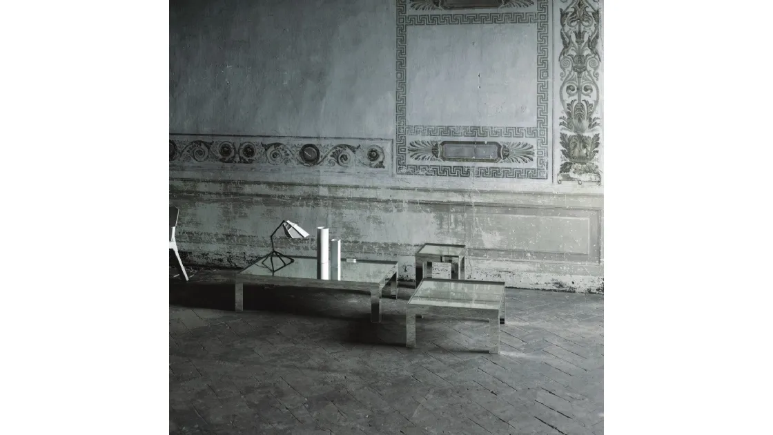 Tavolini Mirror Mirror in vetro finitura a specchio di Glas Italia