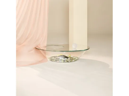 Tavolino in cristallo con vasca interna Nacre di Glas Italia