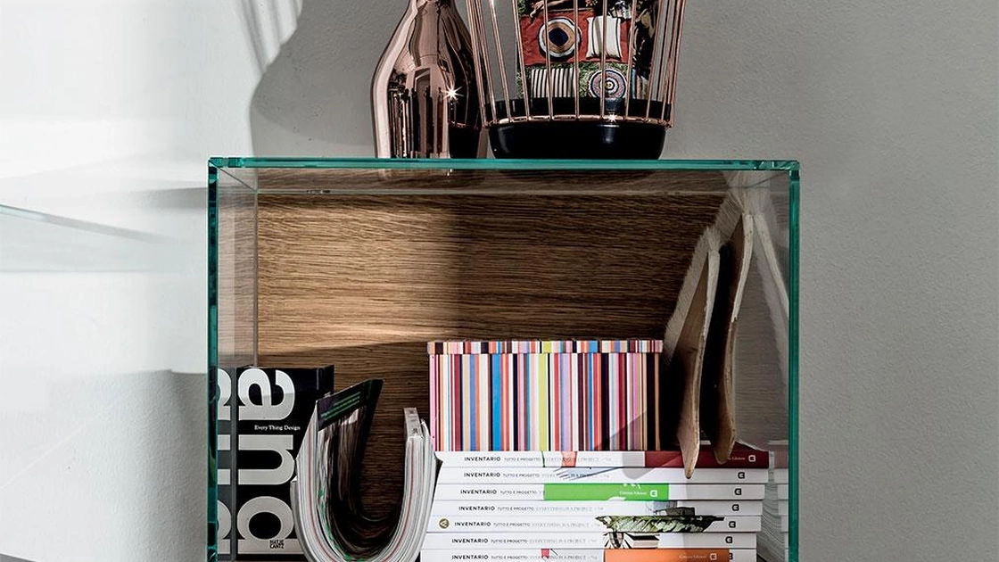 Mensole Nest Wall in legno con copertura in vetro di Sovet