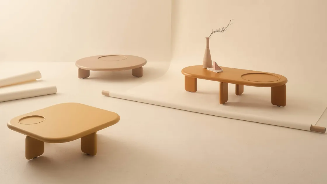 Tavolini di design in laccato o legno Orion di Lema