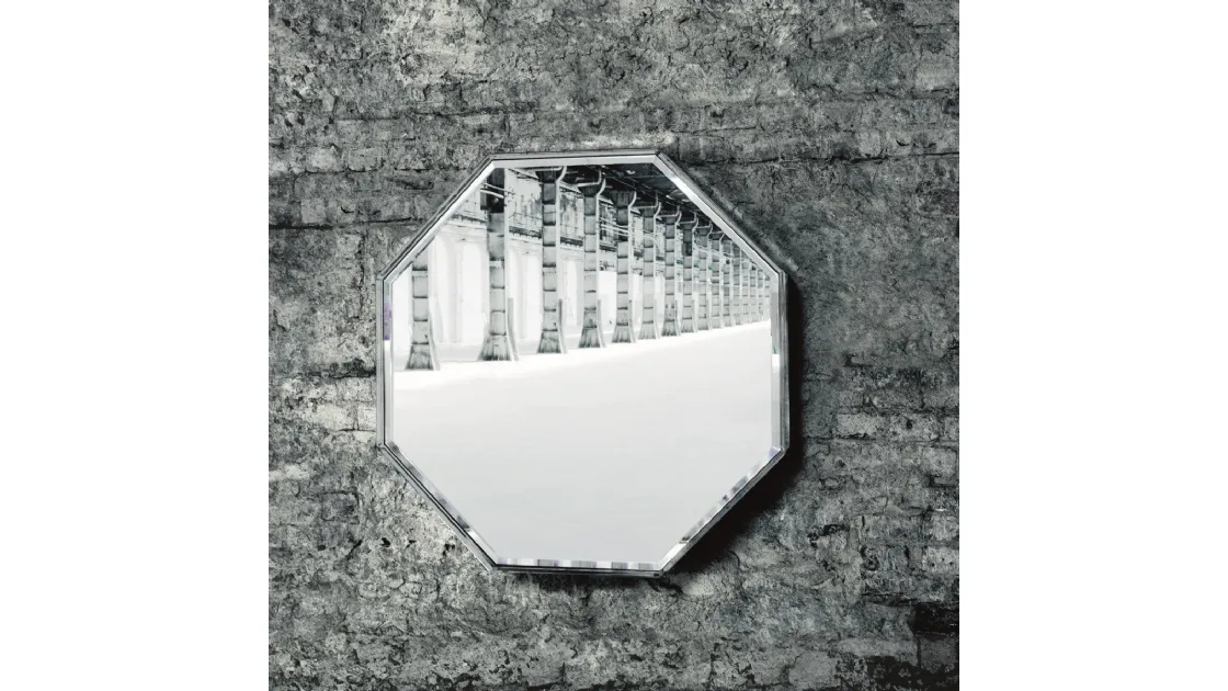 Specchio Prism ottagonale con cornice in cristallo di Glas Italia