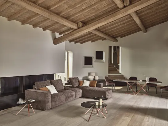 Tavolino Ray in cristallo e acciaio di Bontempi