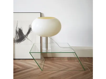 Tavolino Wireframe a forma di parallelepipede storto in vetro extralight di Glas Italia