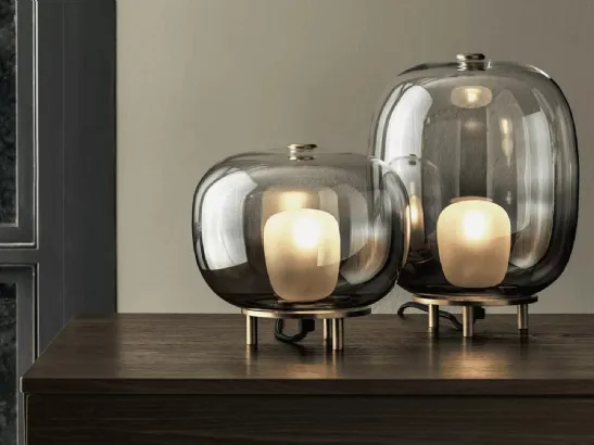 Lampada Blow da tavolo in vetro con base in ottone di Bontempi