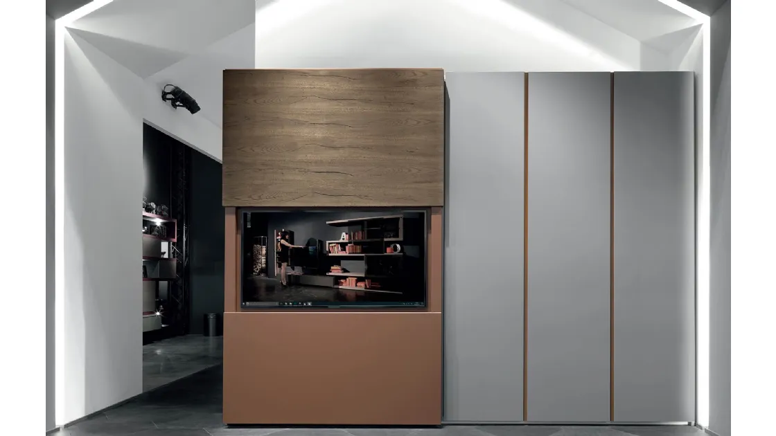 Armadio Dream Sipario con porta TV in laccato opaco e legno di Fimar