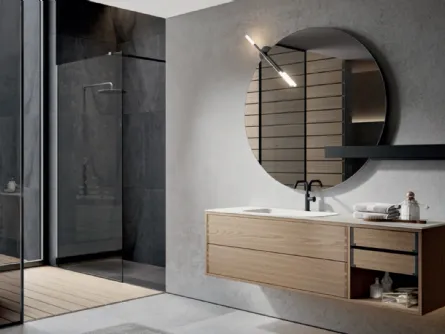 Mobile da Bagno moderno sospeso in castagno naturale Ade 005 di Edoné