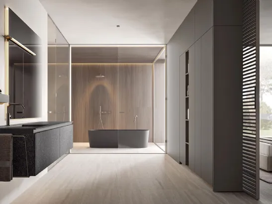 Mobile da Bagno sospeso Calipso 2346 finitura Grit Resina Bio Bard di Edoné