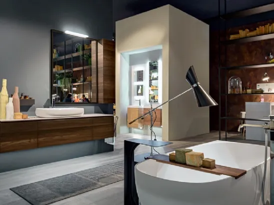 Mobile da Bagno sospeso in natural wood larice Chrono 001 di Edoné