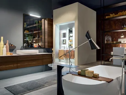 Mobile da Bagno sospeso in natural wood larice Chrono 001 di Edoné