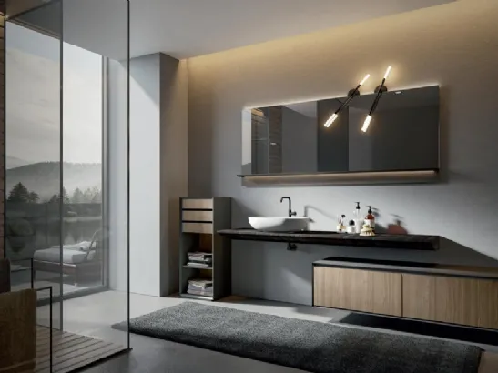 Mobile da Bagno sospeso in legno di castagno Crio 004 di Edoné