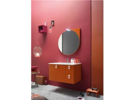 Mobile da Bagno sospeso laccato opaco con maniglia applicata sul frontale E-Ly 52 di Arcom