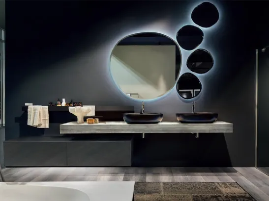 Mobile da Bagno sospeso in HPL con consolle in rovere Enea 001 di Edoné