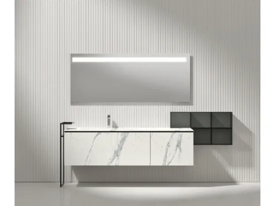 Mobile da Bagno sospeso Giunone 9058 in HPL Bianco Statuario di Edoné