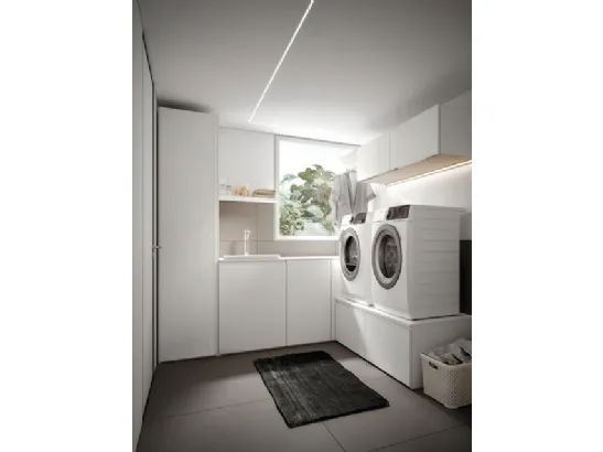 Mobile da Bagno per lavanderia in nobilitato bianco Minerva 09 di Edoné