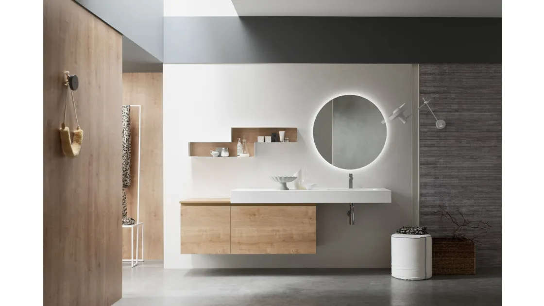 Mobile da Bagno sospeso in Rovere naturale Soul 69 di Arcom