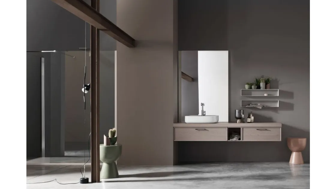 Mobile da Bagno sospeso in Frassino Vanity 02 di Arcom