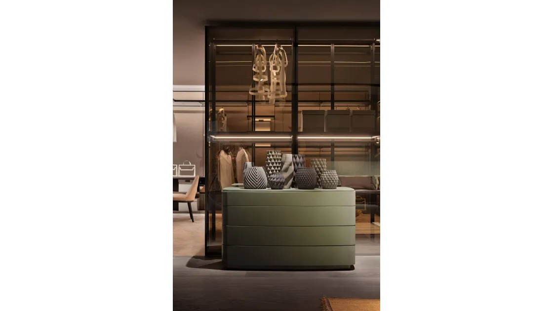 Gruppo notte Lullaby laccato opaco con top in marmo di Lema