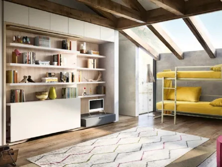 Letto a castello e matrimoniale a scomparsa trasformabile aperto Living 19 LGM01 TAV di Clei