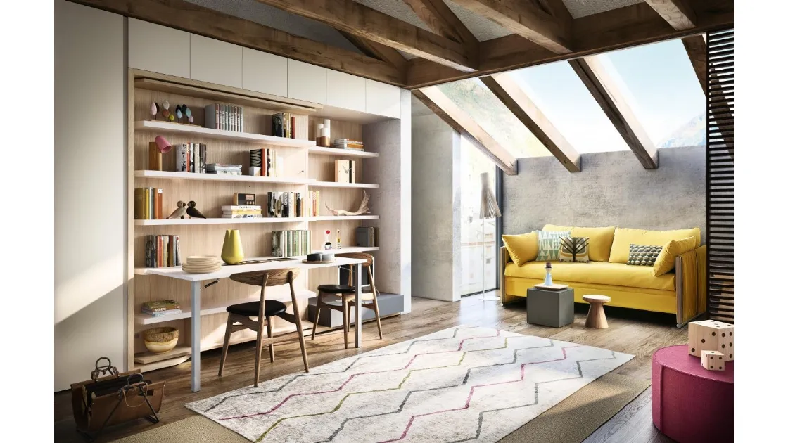 Letto a castello a scomparsa trasformabile aperto Living 19 LGM01 TAV di Clei