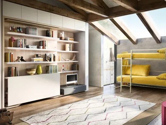 Letto a scomparsa trasformabile in laccato opaco Living 08 Swing di Clei