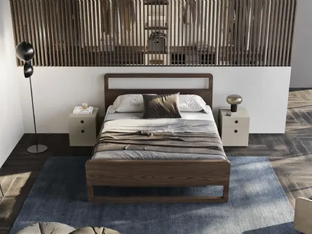 Letto in legno con testiera e box contenitore sollevato da terra Feel di Fimar