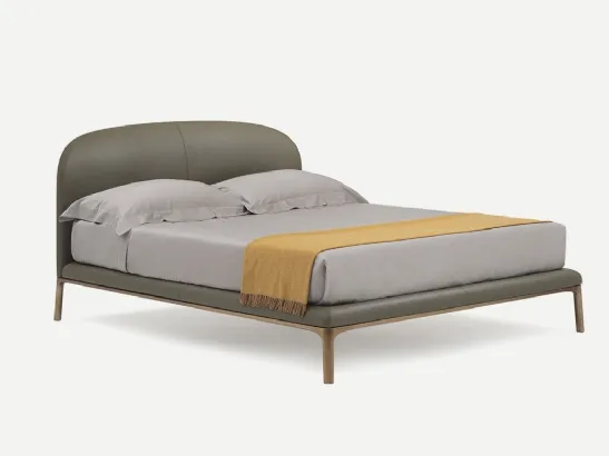 Letto in pelle con testiera imbottita Rada di Pianca