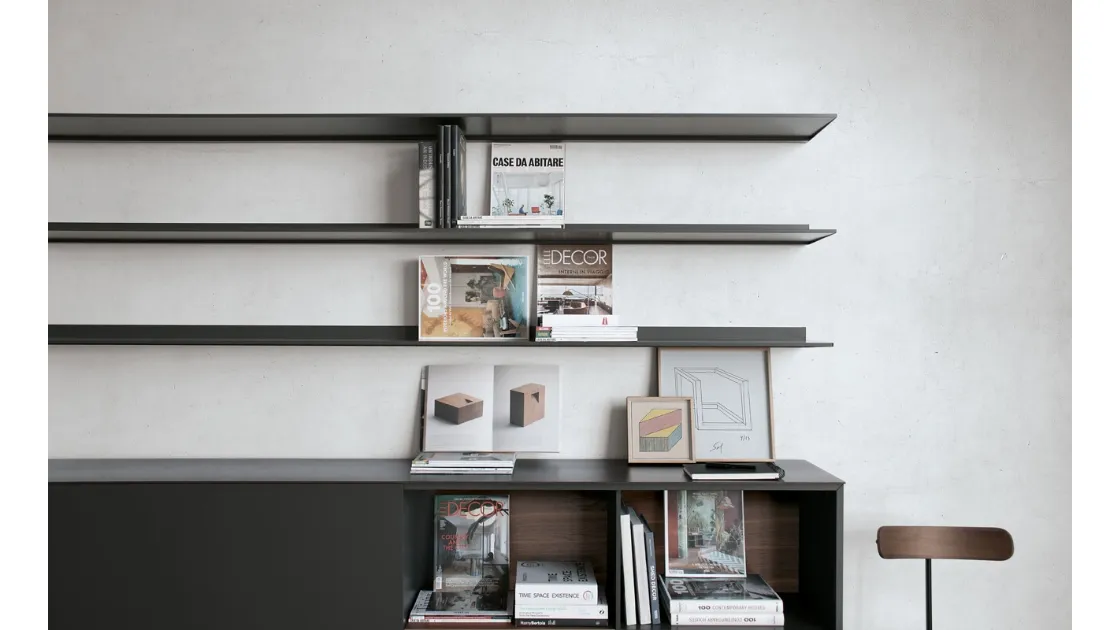 Libreria EWS configurazione 01 in alluminio e laccato di Extendo