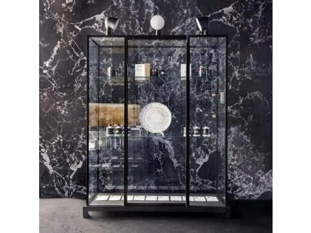 Libreria Wunderkammer in cristallo con struttura in alluminio di Glas Italia