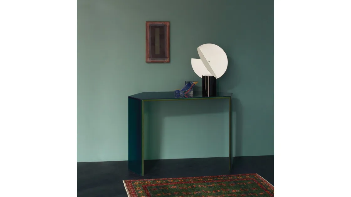 Mobile ingresso Bisel in cristallo con pellicola colorata di Glas Italia