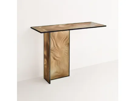 Mobile ingresso Liquefy in cristallo con decorazione venata ed organica di Glas Italia