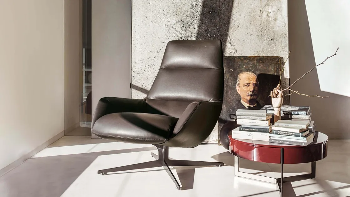 Poltrona bergère in pelle imbottita Lady Jane di Lema