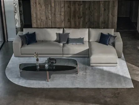 Divano in pelle con penisola Pitagora di Bontempi