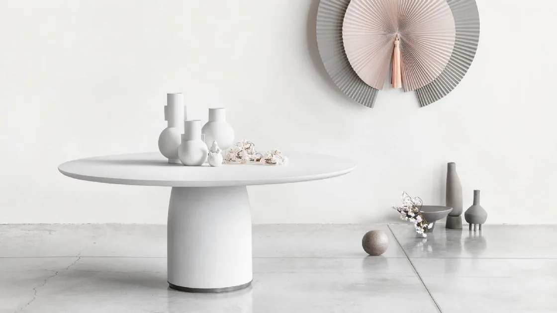 Tavolo rotondo in marmo ricostruito Bulè di Lema