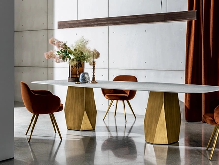 Tavolo Deod con due basi con top in vetro di Sovet