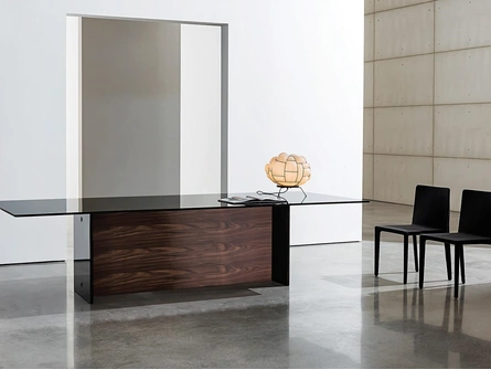 Tavolo Regolo con doppia base in vetro e legno di Sovet