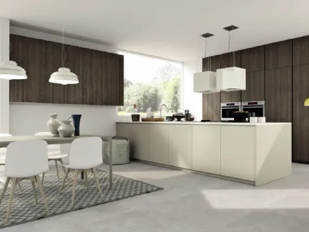 Cucina Design lineare in laccato opaco e legno Arka 07 di Maistri