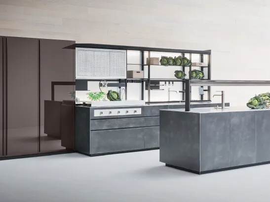 Cucina Design Artematica Laccato Graffiato Acciaio di Valcucine