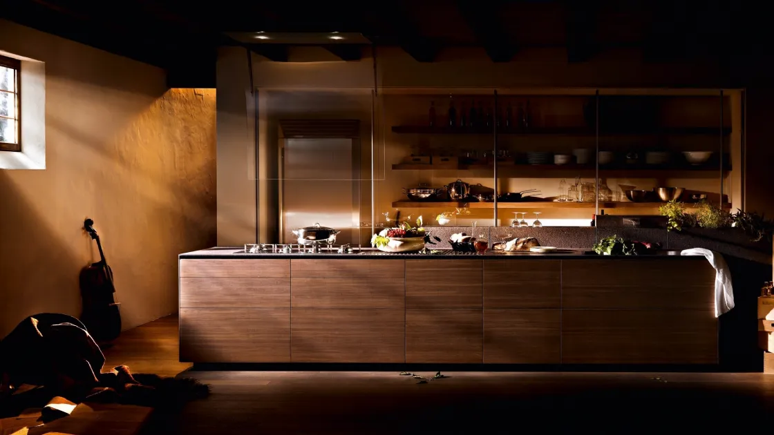 Cucina Design con isola Artematica Noce Tattile di Valcucine