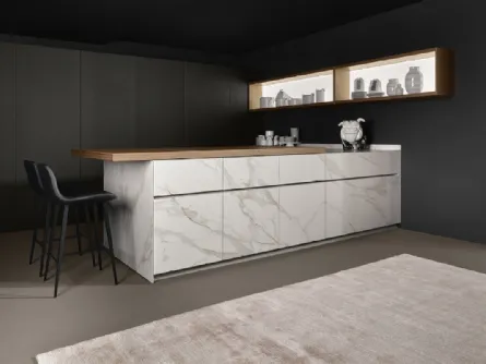 Cucina Design con penisola Giza in cemento e ceramica di Maistri