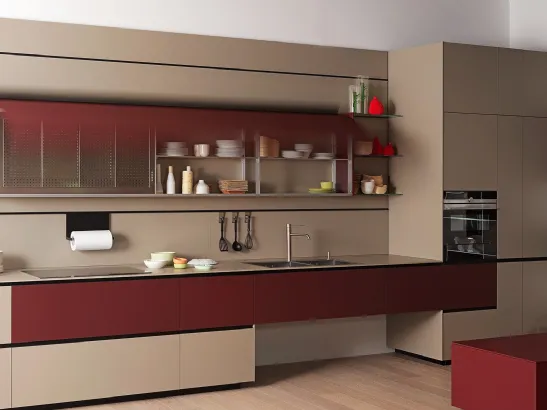 Cucina Design lineare Riciclantica Laminato Grigio Caldo Opaco di Valcucine