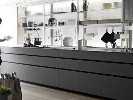 Cucina Design Artematica in vetro temprato laccato opaco Vitrum Grigio Cemento 01 di Valcucine