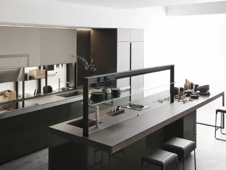 Cucina Design Genius Loci Vitrum Lucido Verde Oceanico di Valcucine