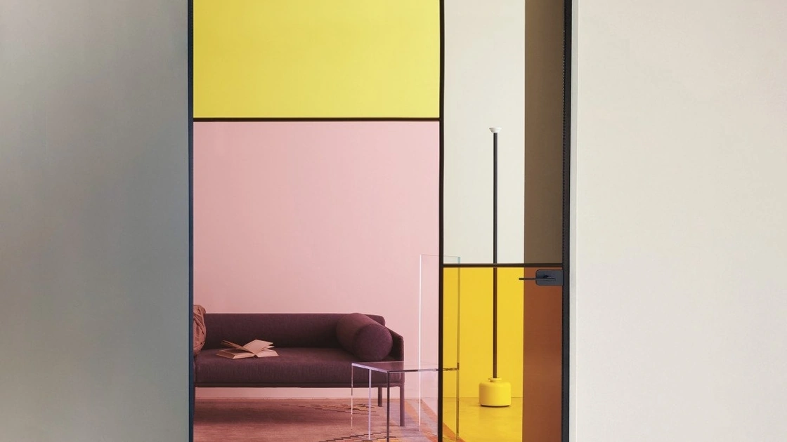 Porta per interni Sherazade Pivot Plain Patchwork di Glas Italia